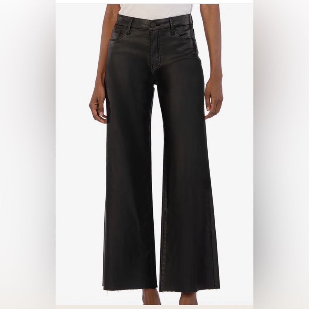 Kut from the Kloth Black Coated wide Leg Jeans